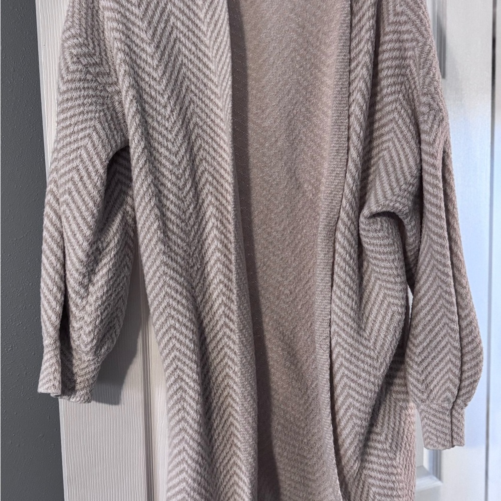 Tan and cream Textured Cardigan with Long Sleeves